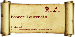 Mahrer Laurencia névjegykártya